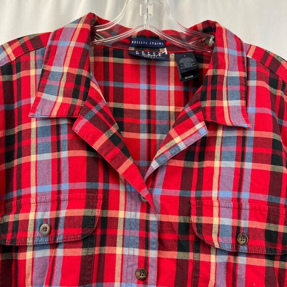 Crazy Horse Women’s Plaid Button Up Top Long Sleeve Red/Multi Size 2 - Picture 3 of 8